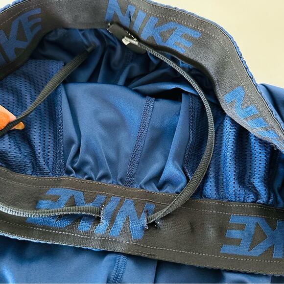 MENS NIKE Drifit Navy Blue Black Basketball Mesh Drawstring Workout Gym Shorts M - Picture 6 of 11